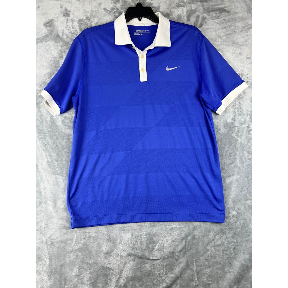 Nike‎ Golf Dri-Fit Polo Shirt Blue White Mens Large Tour Performance